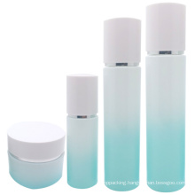 Low MOQ Wholesale White High Class Cosmetics Cream Lotion Skincare Glass Jars and Bottles Sets